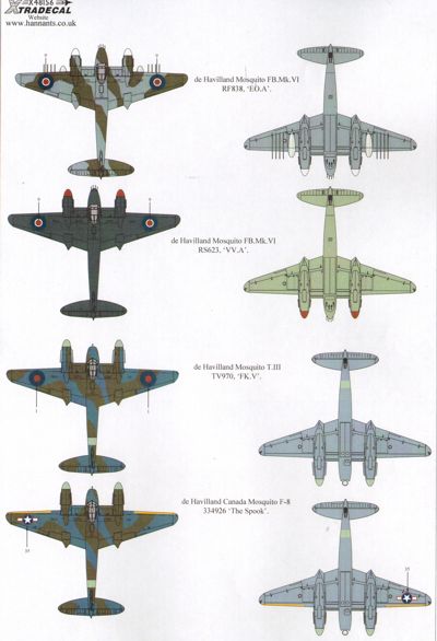 Xtradecal 48156 1:48 de Havilland Mosquito T.Mk.III/B.Mk.IV/FB.Mk.VI