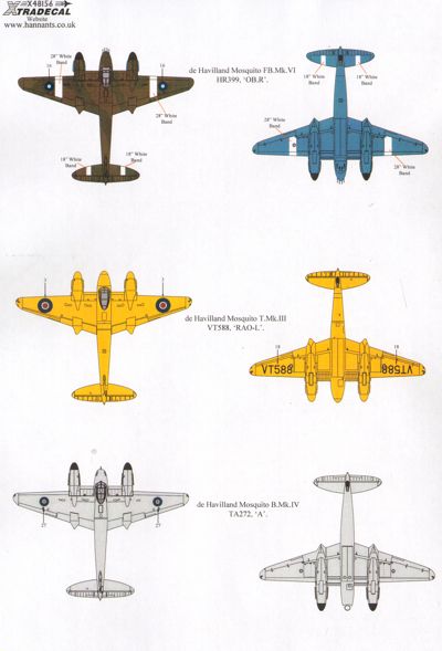 Xtradecal 48156 1:48 de Havilland Mosquito T.Mk.III/B.Mk.IV/FB.Mk.VI