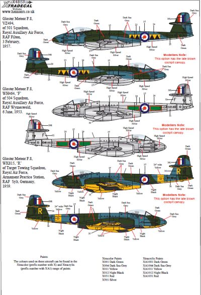 Xtradecal 48159 1:48 Gloster Meteor F.8 Collection Part 2