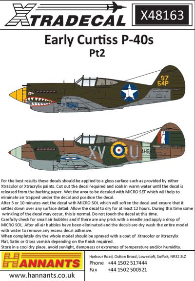 Xtradecal 48163 1:48 Curtiss P-40B Tomahawk (Warhawk) Part 2