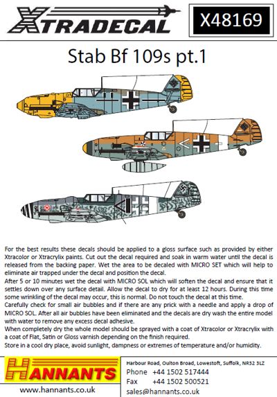 Xtradecal 48169 1:48 Messerschmitt Bf-109E/F/G Part 1