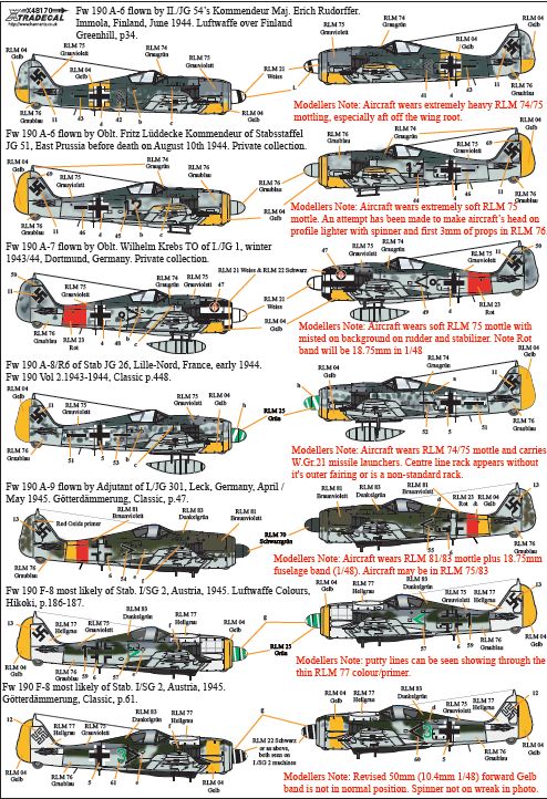 Xtradecal 48170 1:48 Focke-Wulf Fw-190 in Stab Markings Part 1