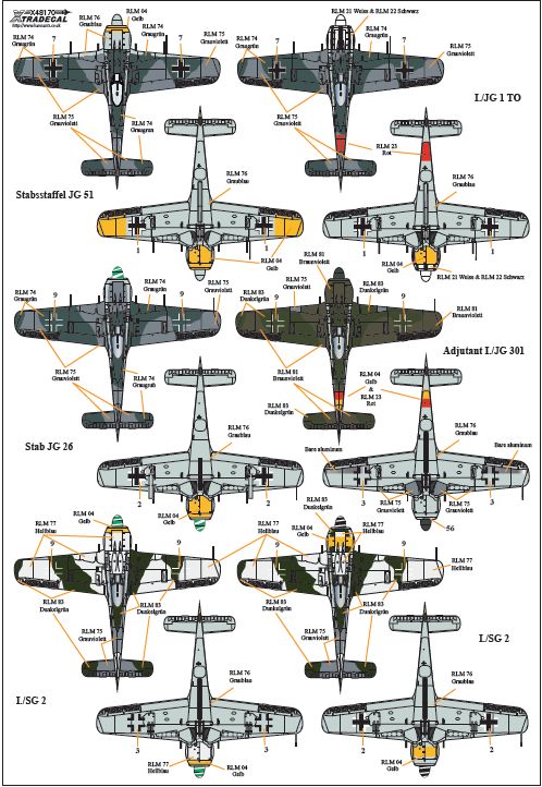 Xtradecal 48170 1:48 Focke-Wulf Fw-190 in Stab Markings Part 1