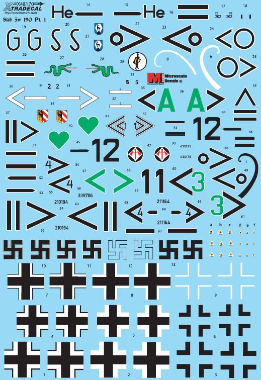 Xtradecal 48170 1:48 Focke-Wulf Fw-190 in Stab Markings Part 1