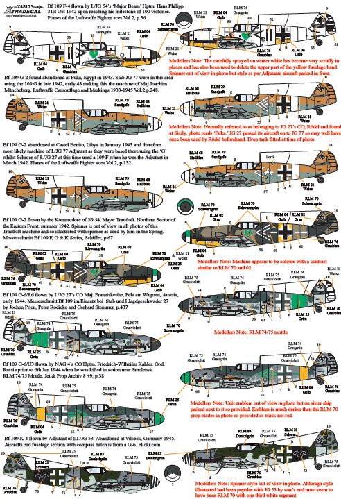 Xtradecal 48173 1:48 Messerschmitt Bf-109s with Stab Markings Part 2