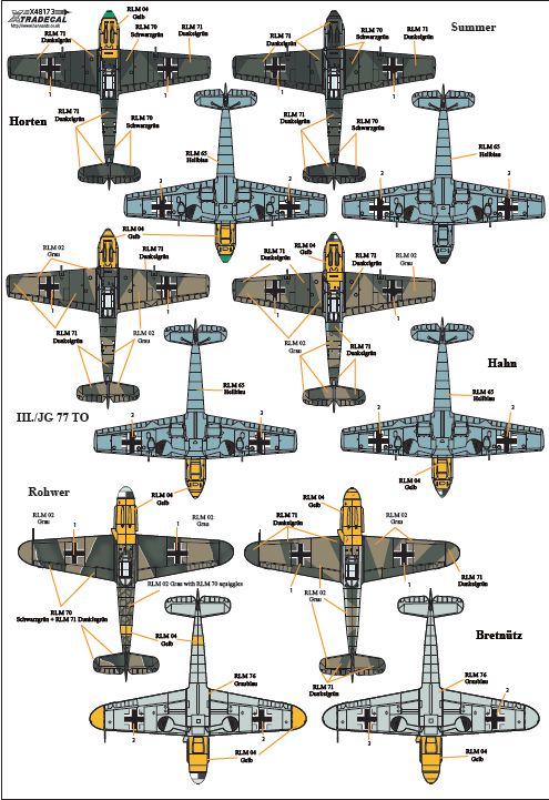 Xtradecal 48173 1:48 Messerschmitt Bf-109s with Stab Markings Part 2