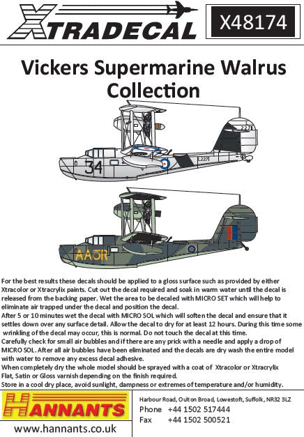 Xtradecal 48174 1:48 Supermarine Walrus Mk.I Collection