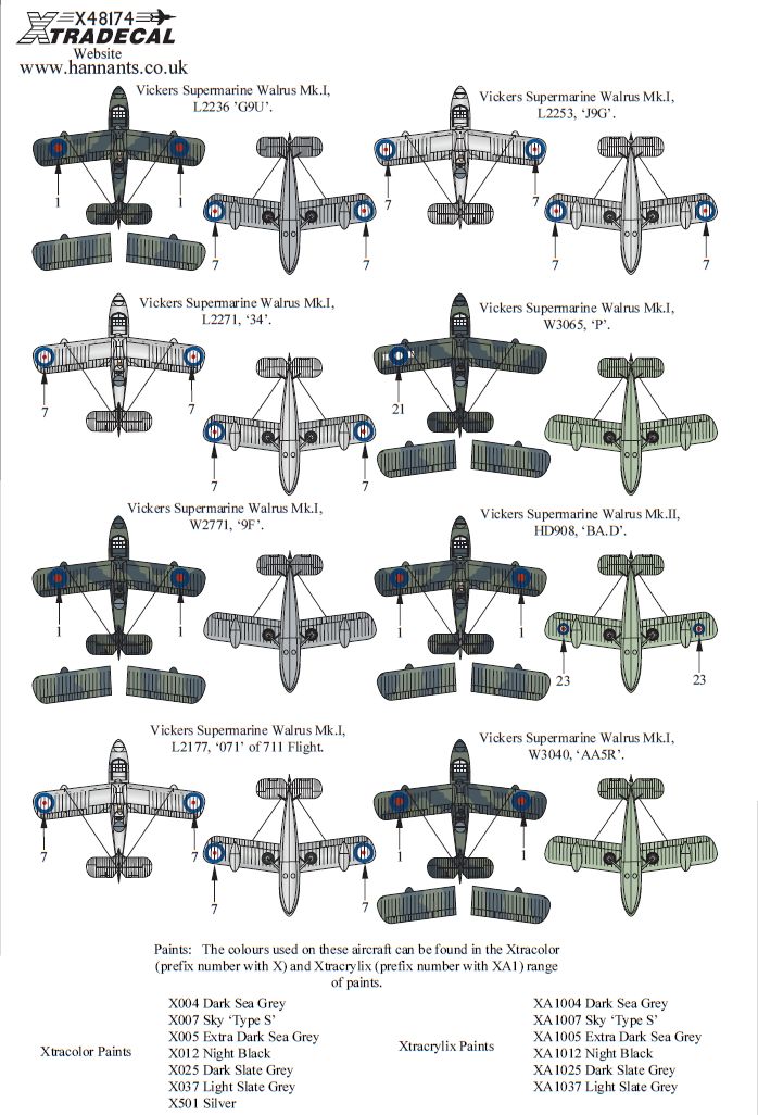 Xtradecal 48174 1:48 Supermarine Walrus Mk.I Collection