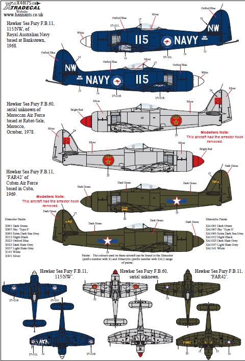 Xtradecal 48175 1:48 Hawker Sea Fury FB.11 /FB.60