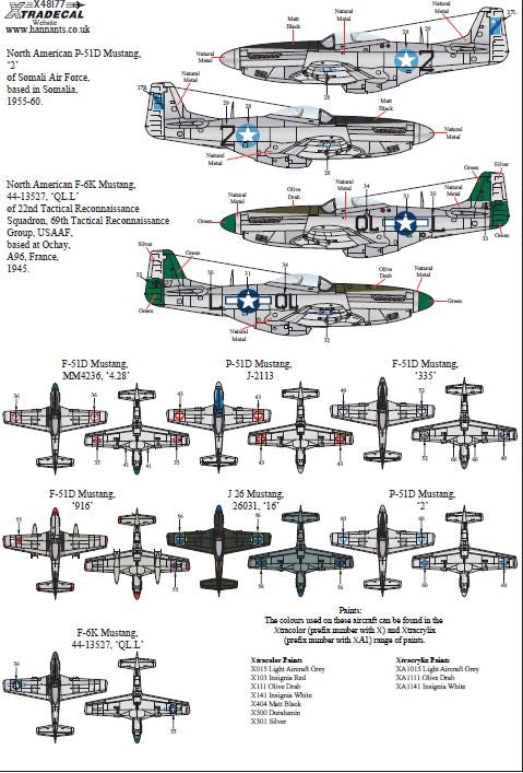 Xtradecal 48177 1:48 North-American P-51D Mustang Bubbletops International Operators Part 2