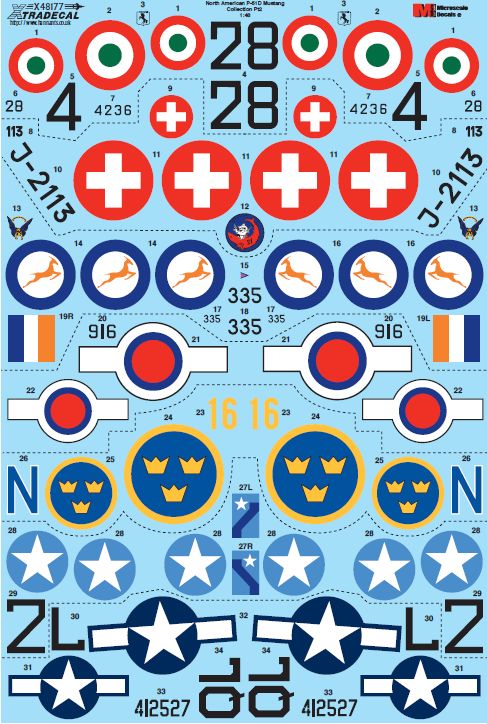 Xtradecal 48177 1:48 North-American P-51D Mustang Bubbletops International Operators Part 2