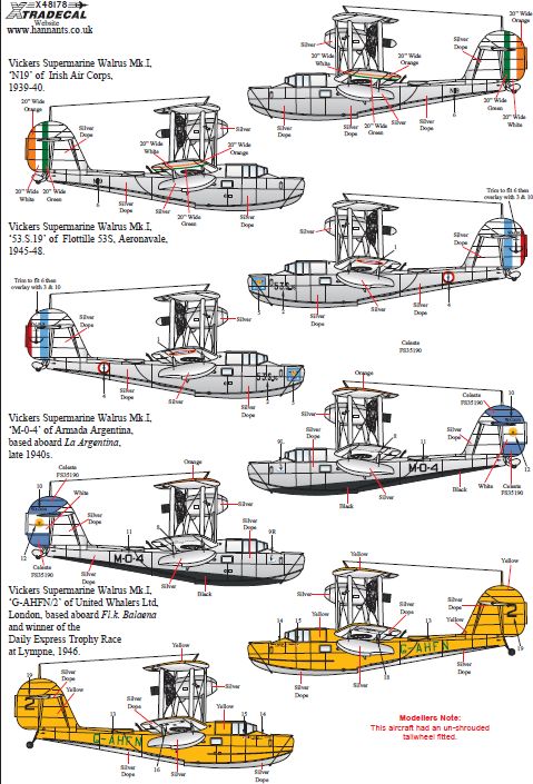 Xtradecal 48178 1:48 Supermarine Walrus Mk.I Collection Part 2