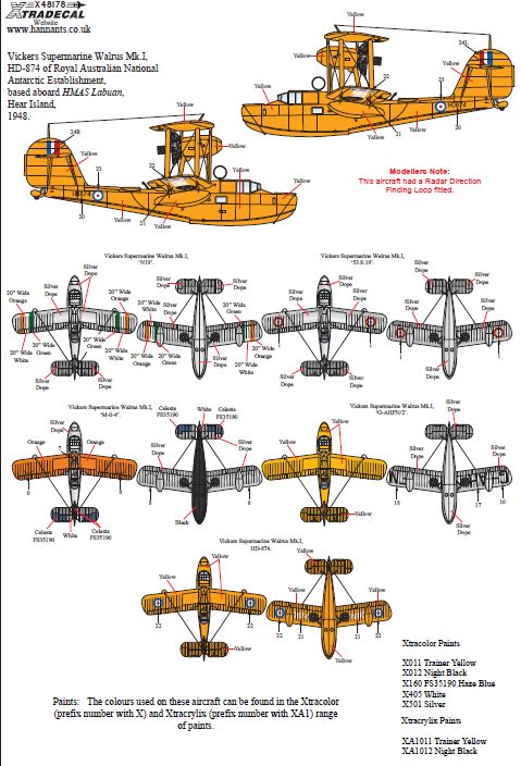 Xtradecal 48178 1:48 Supermarine Walrus Mk.I Collection Part 2