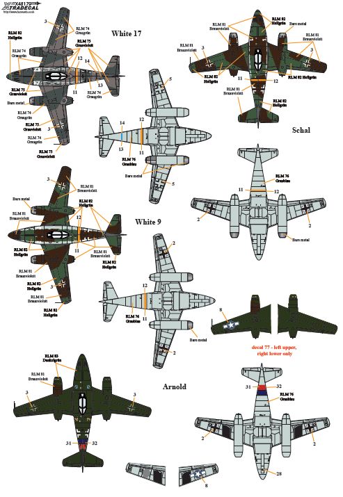 Xtradecal 48179 1:48 Messerschmitt Me-262A1a/U3/A2A/S-92