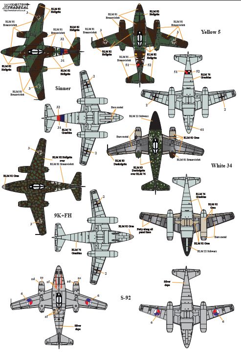 Xtradecal 48179 1:48 Messerschmitt Me-262A1a/U3/A2A/S-92