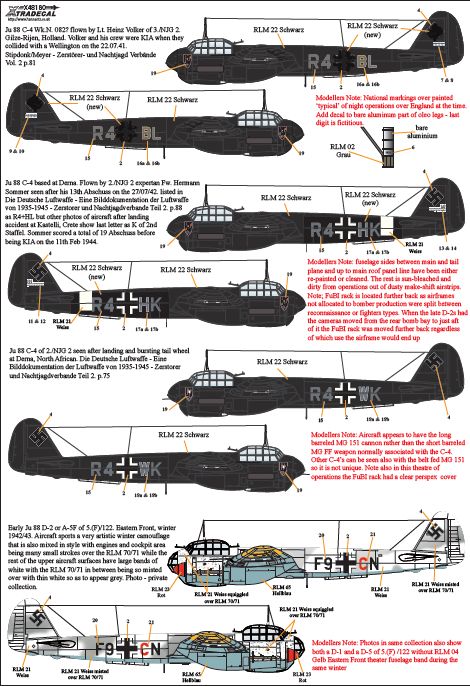 Xtradecal 48180 1:48 Junkers Ju-88C/D