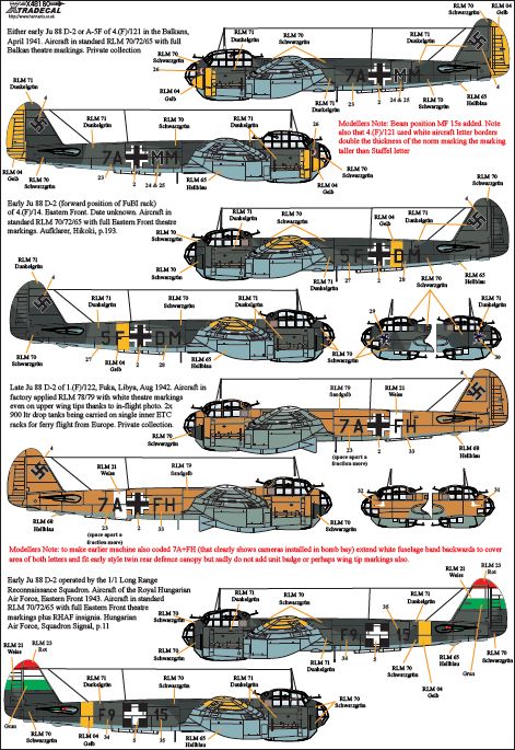 Xtradecal 48180 1:48 Junkers Ju-88C/D