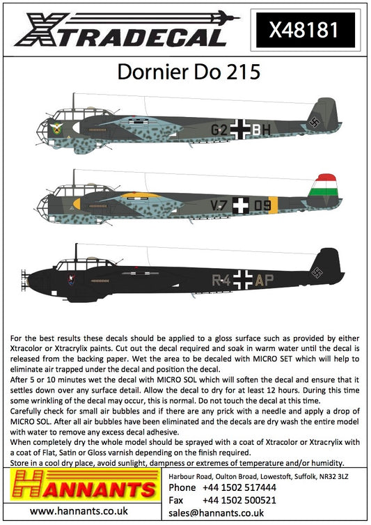 Xtradecal 48181 1:48 Dornier Do-215's