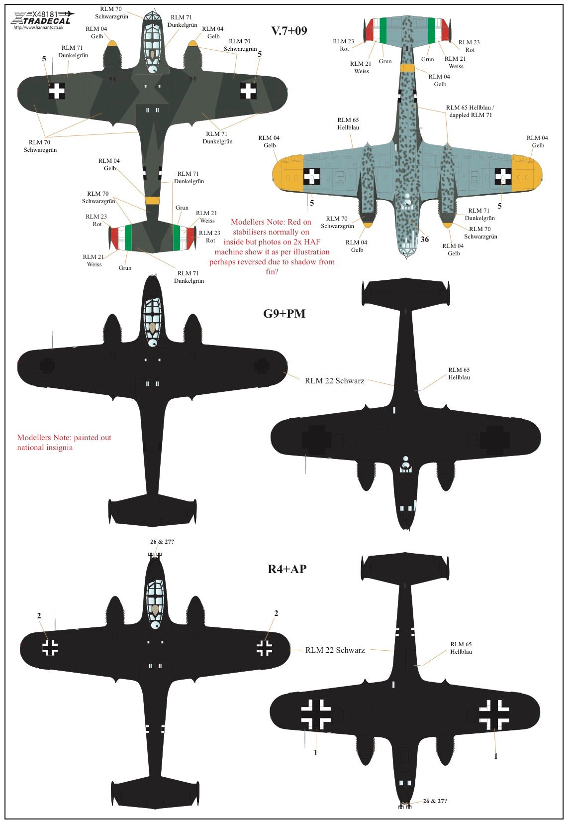 Xtradecal 48181 1:48 Dornier Do-215's