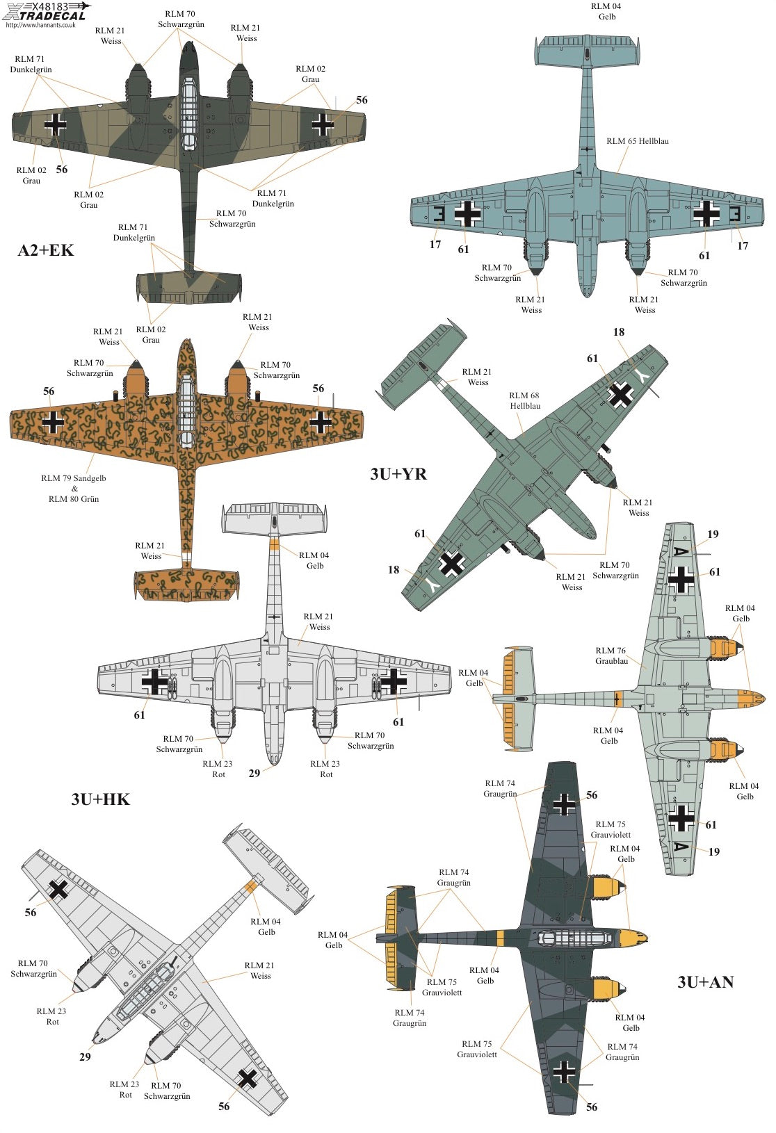 Xtradecal 48183 1:48 Messerschmitt Bf-110C/D/E/F/G