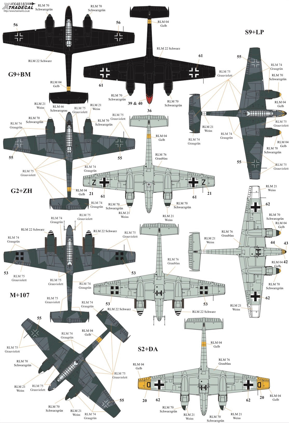 Xtradecal 48183 1:48 Messerschmitt Bf-110C/D/E/F/G