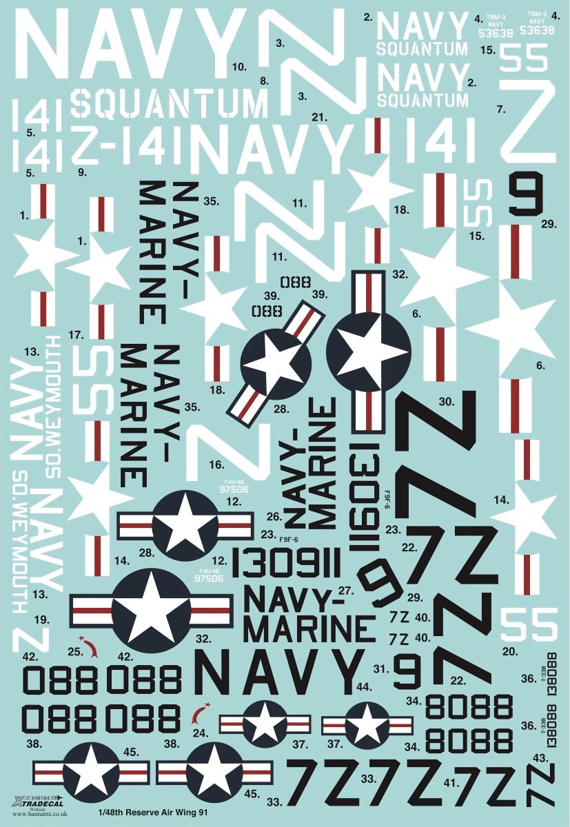 Xtradecal 48184 1:48 U.S. Navy Reserve Air Wing 91