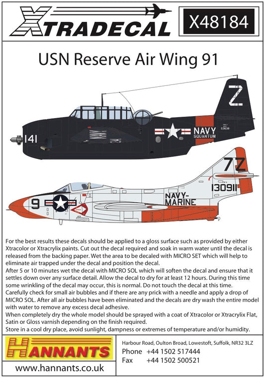 Xtradecal 48184 1:48 U.S. Navy Reserve Air Wing 91