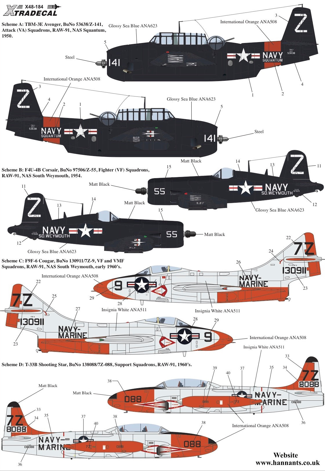 Xtradecal 48184 1:48 U.S. Navy Reserve Air Wing 91