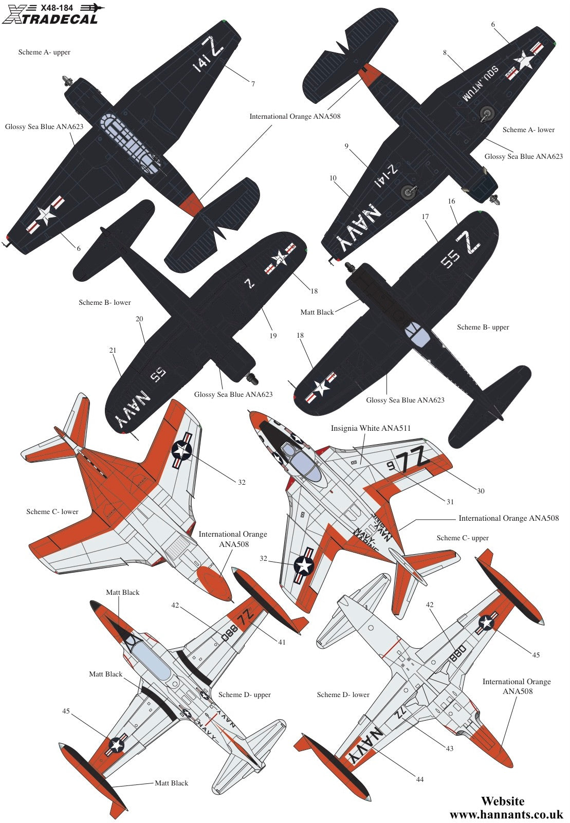 Xtradecal 48184 1:48 U.S. Navy Reserve Air Wing 91