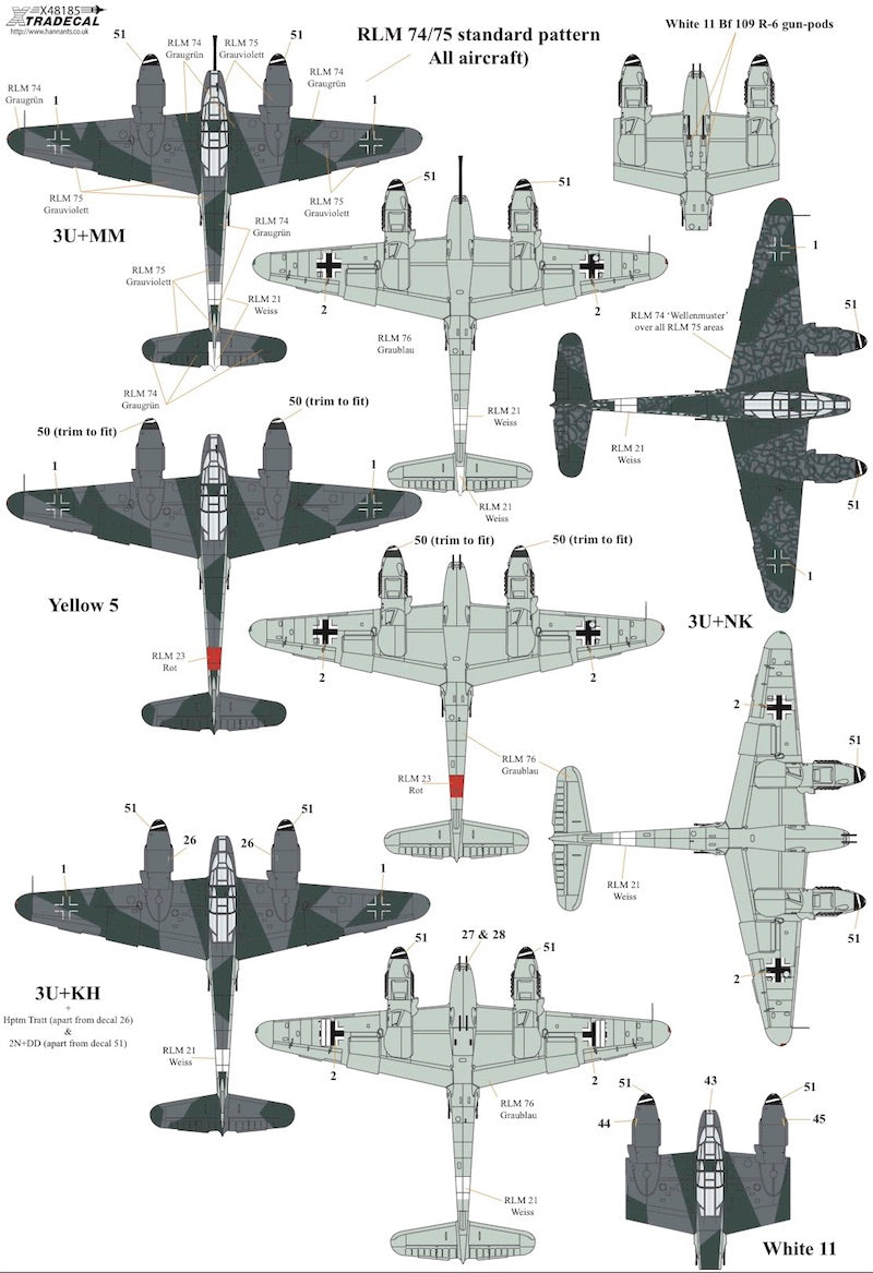 Xtradecal 48185 1:48 Messerchmitt Me-410A-1