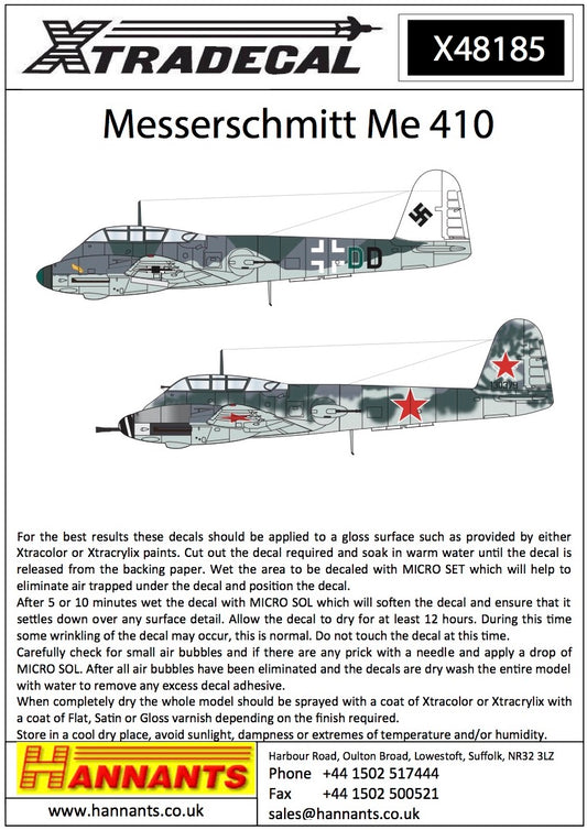 Xtradecal 48185 1:48 Messerchmitt Me-410A-1