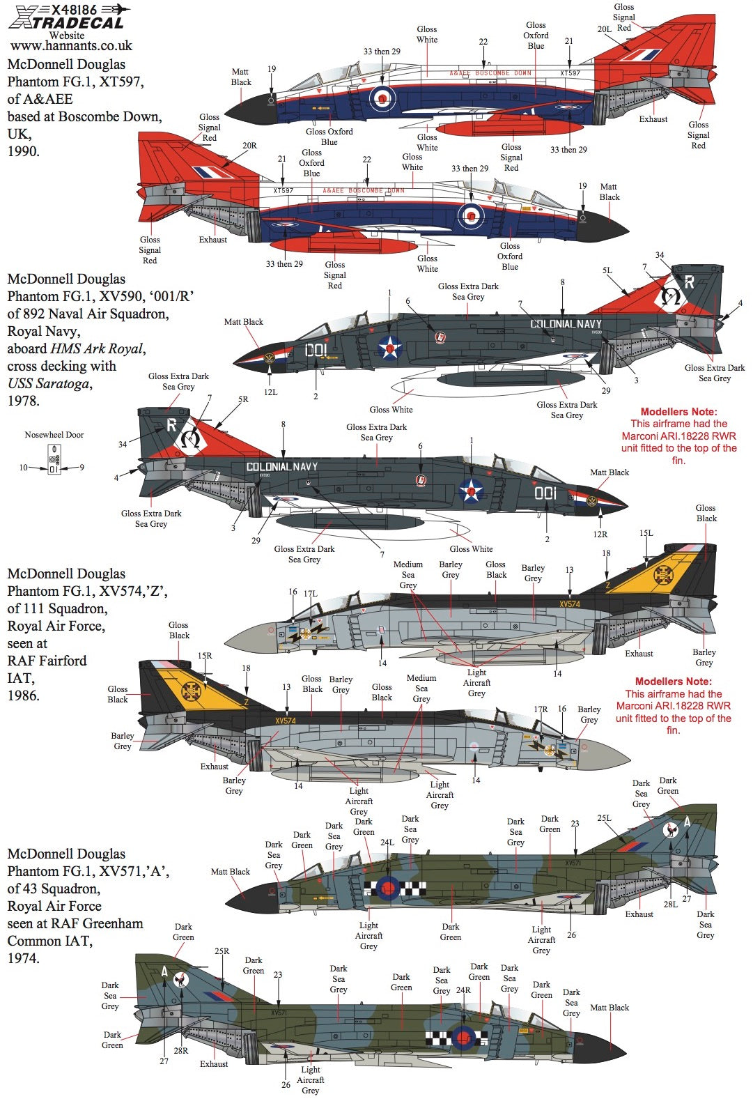 Xtradecal 48186 1:48 McDonnell-Douglas F-4K Phantom FG.1