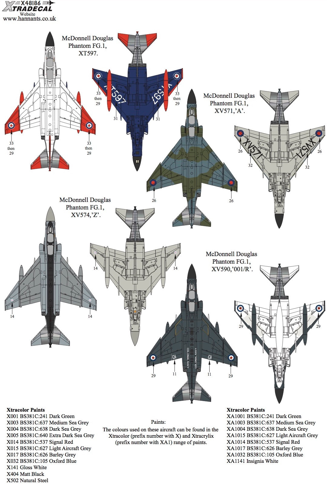 Xtradecal 48186 1:48 McDonnell-Douglas F-4K Phantom FG.1