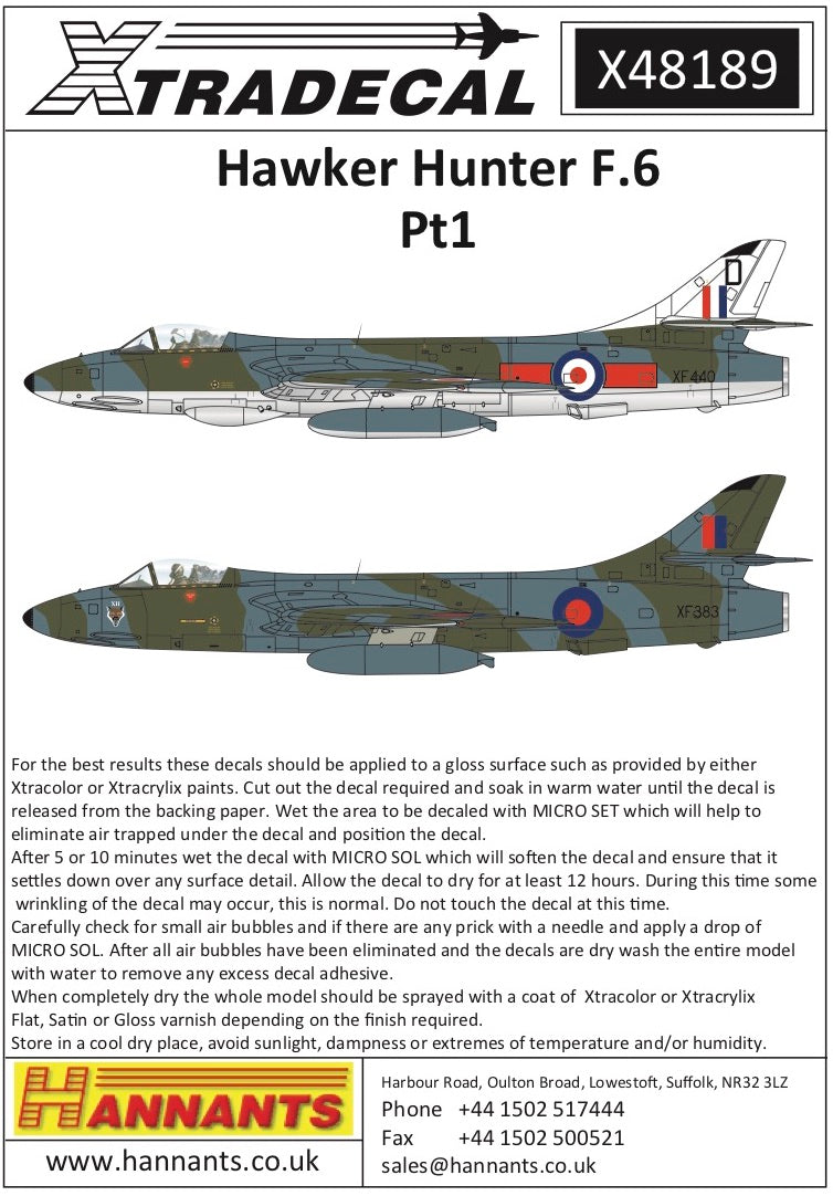 Xtradecal 48189 1:48 Hawker Hunter F Mk.6 Part 1