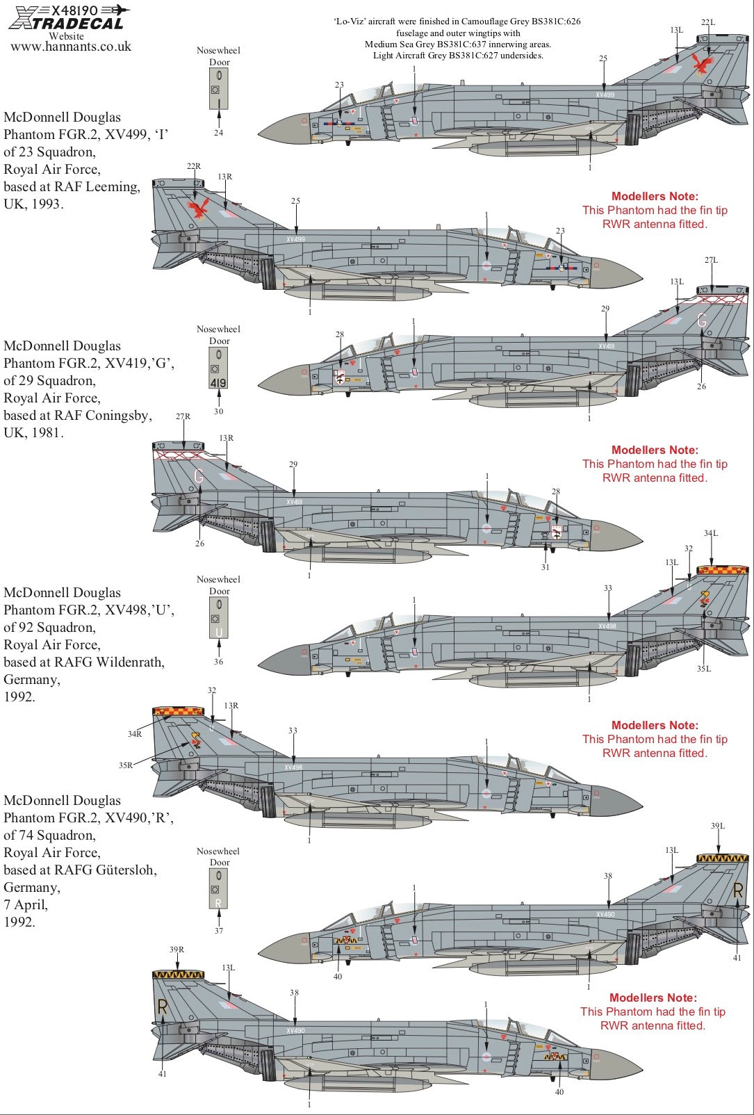 Xtradecal 48190 1:48 McDonnell-Douglas FGR.2 Phantom