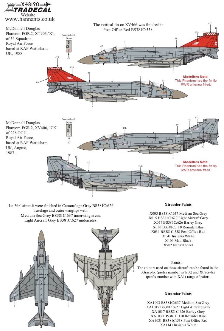 Xtradecal 48190 1:48 McDonnell-Douglas FGR.2 Phantom