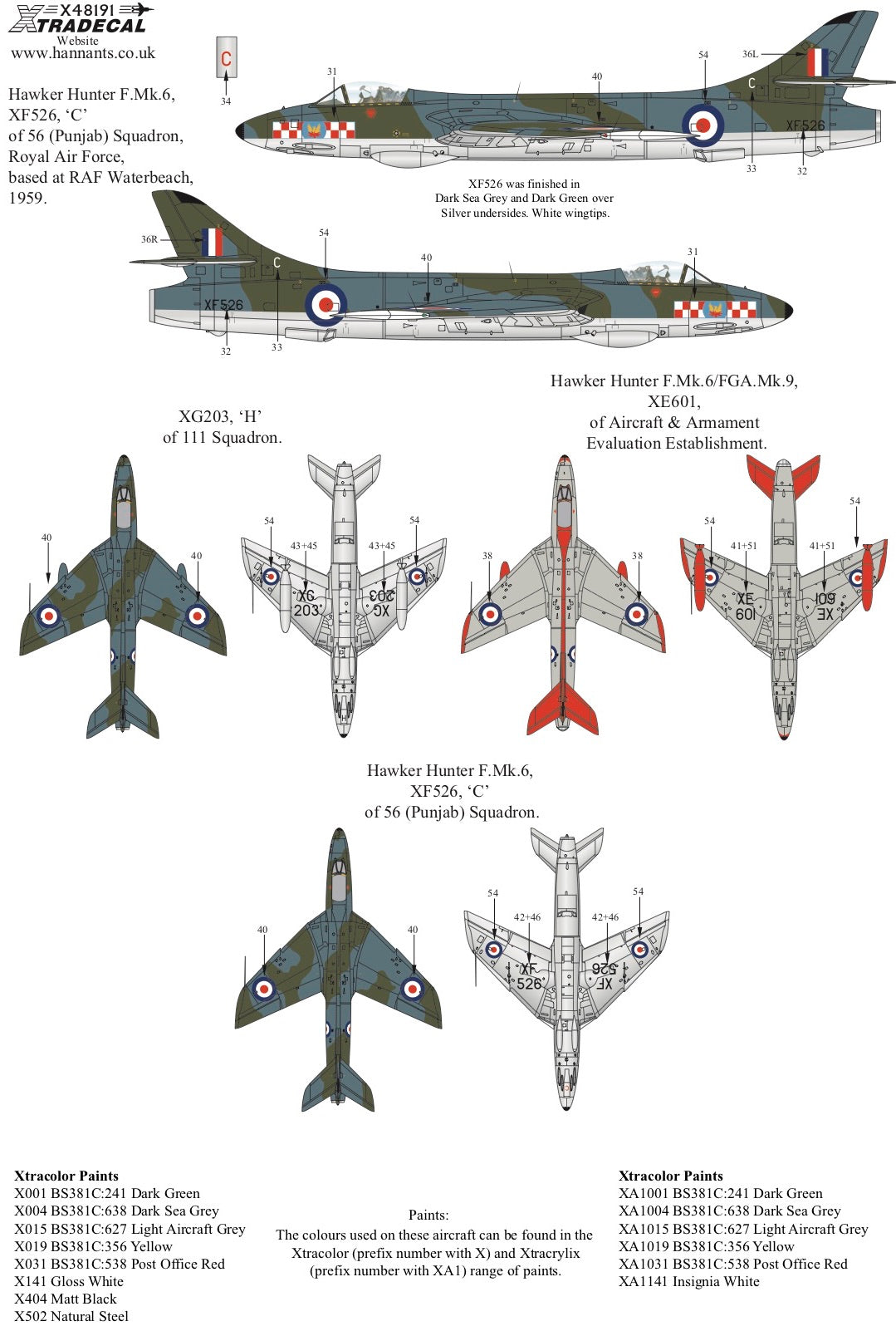 Xtradecal 48191 1:48 Hawker Hunter Mk.6 Part 2