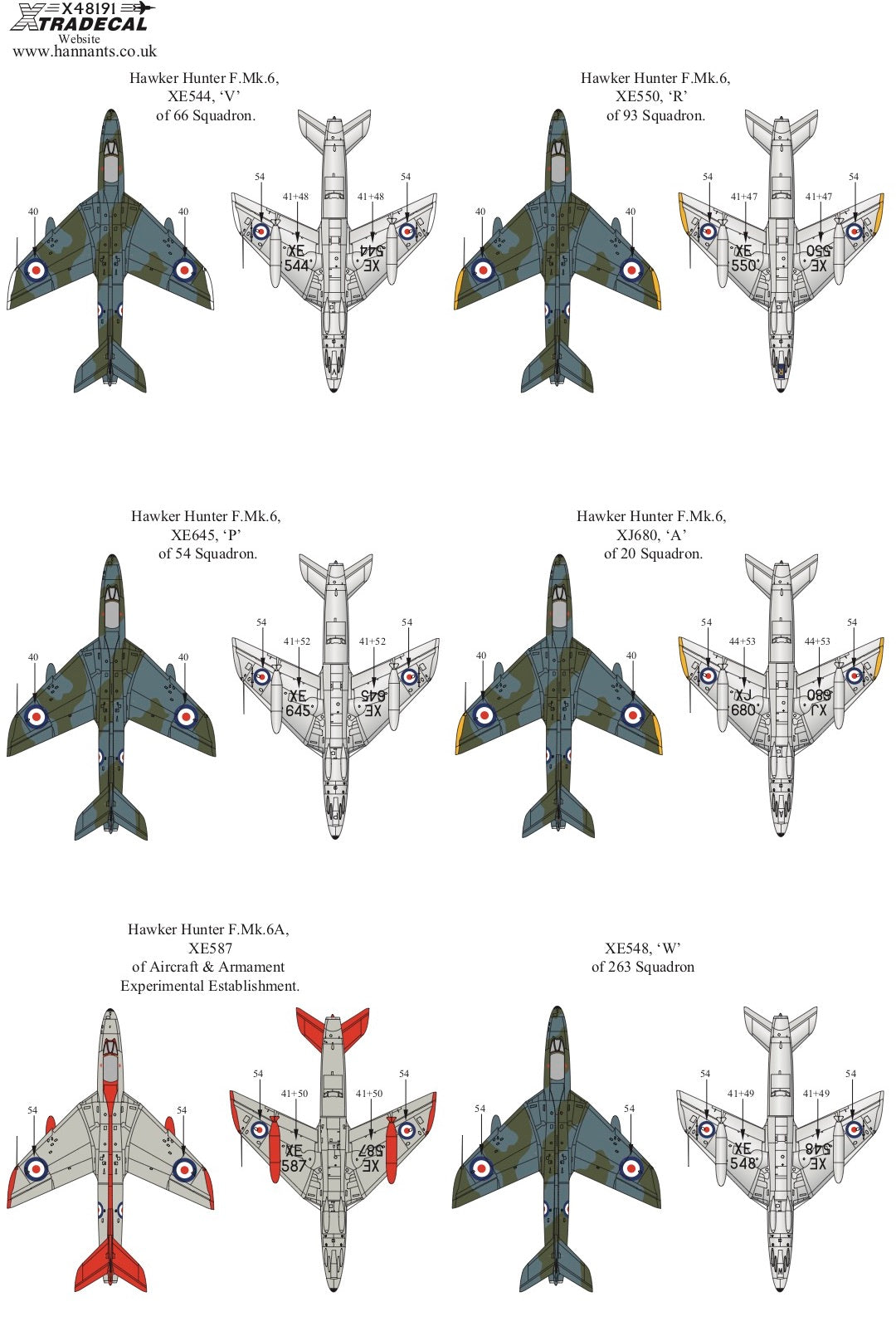 Xtradecal 48191 1:48 Hawker Hunter Mk.6 Part 2