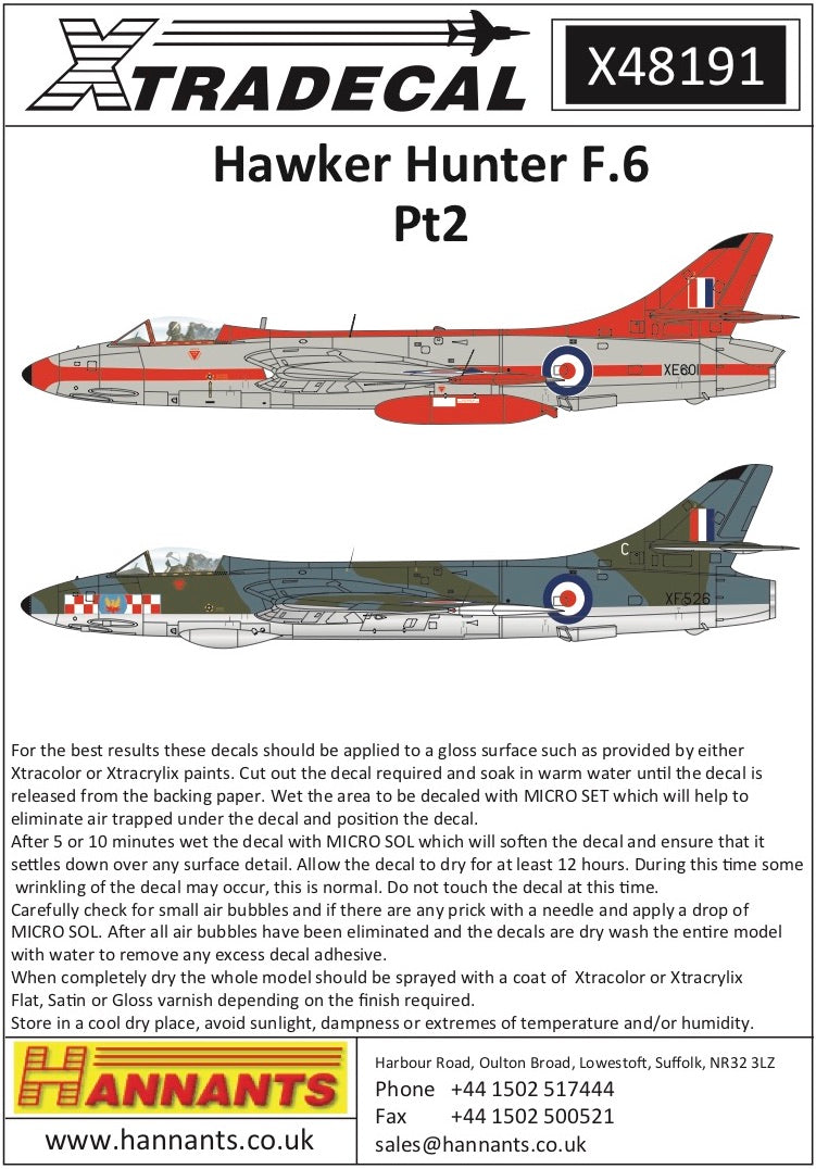 Xtradecal 48191 1:48 Hawker Hunter Mk.6 Part 2