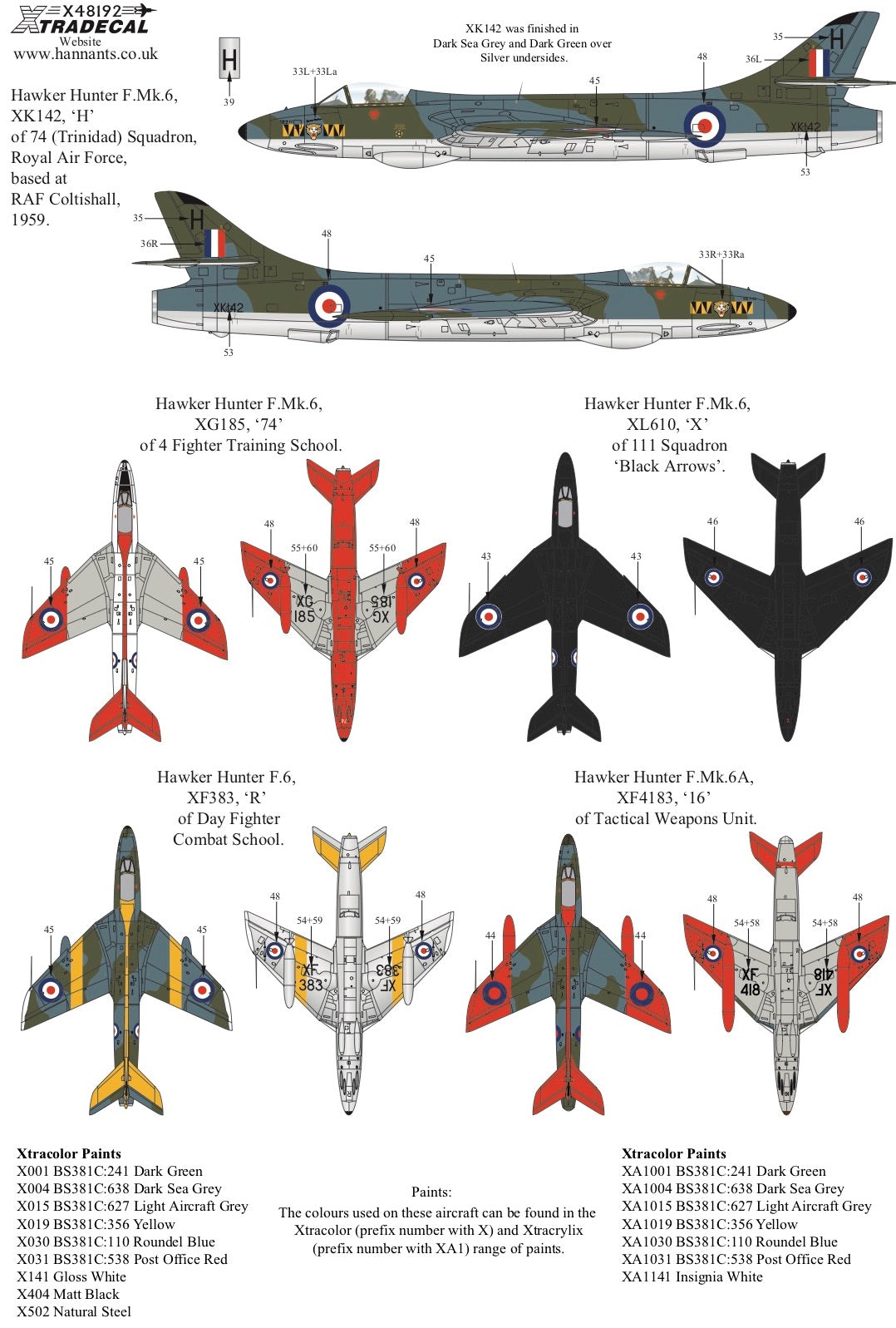 Xtradecal 48192 1:48 Hawker Hunter F.6 Part 3