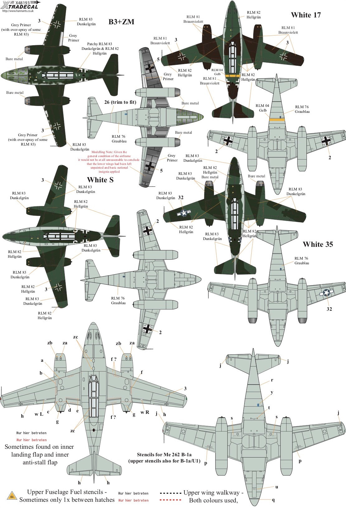 Xtradecal 48193 1:48 Messerschmitt Me-262B-1a