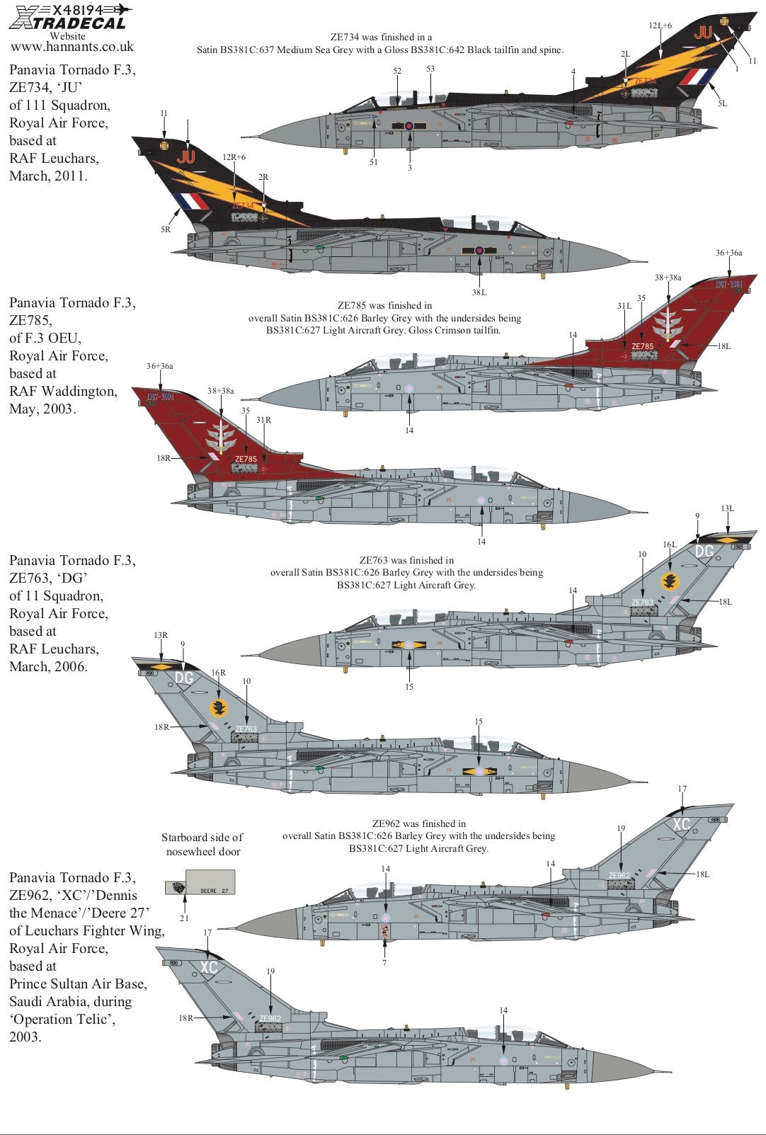 Xtradecal 48194 1:48 Panavia Tornado F.3 Part 1