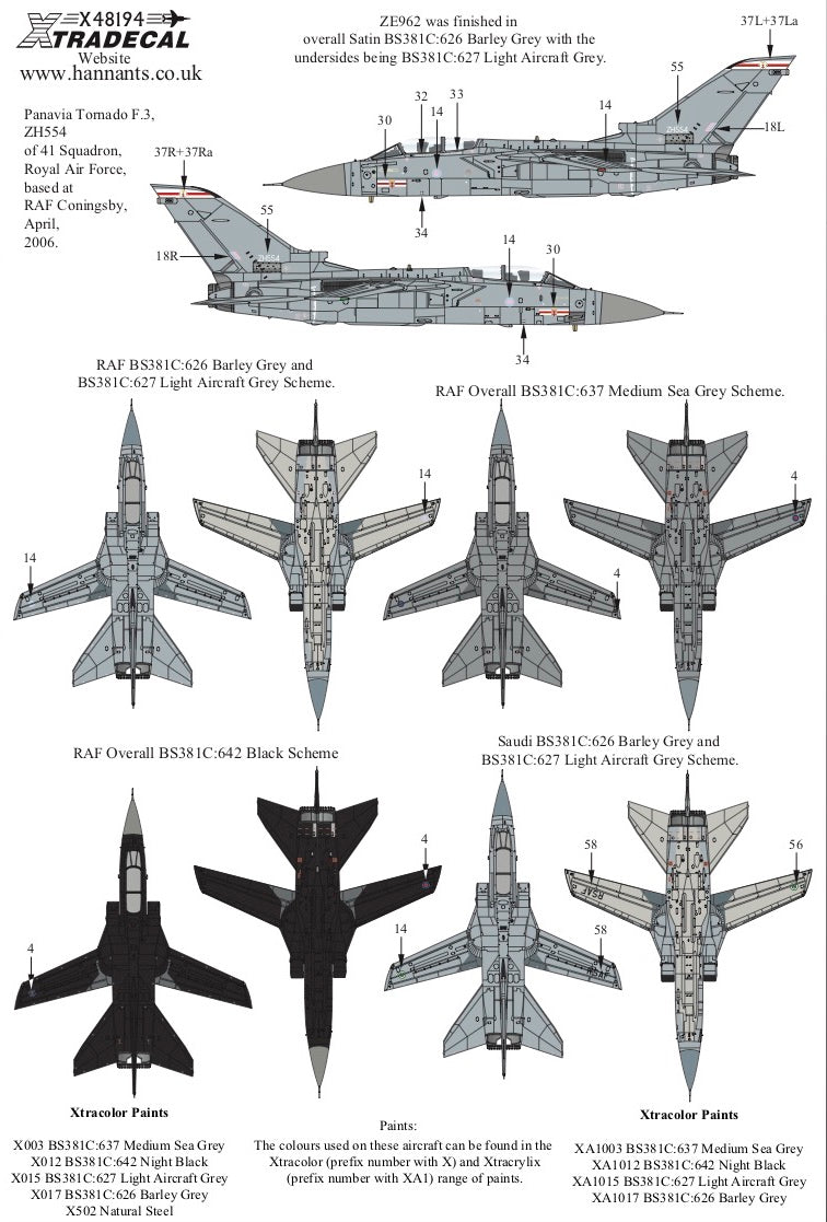 Xtradecal 48194 1:48 Panavia Tornado F.3 Part 1