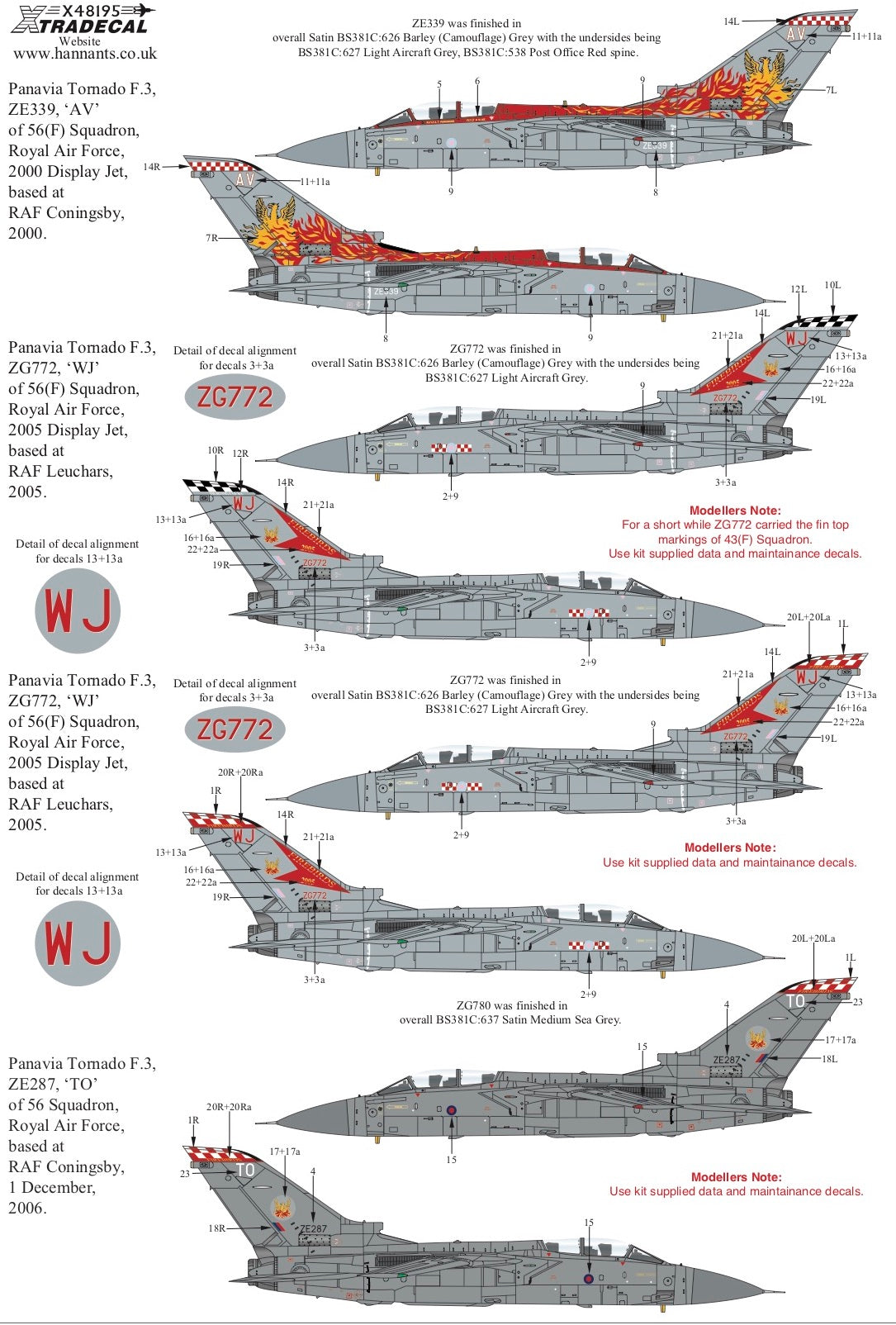 Xtradecal 48195 1:48 Panavia Tornado F.3 56(F) Squadron RAF Collection Part 2