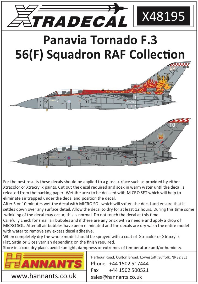 Xtradecal 48195 1:48 Panavia Tornado F.3 56(F) Squadron RAF Collection Part 2