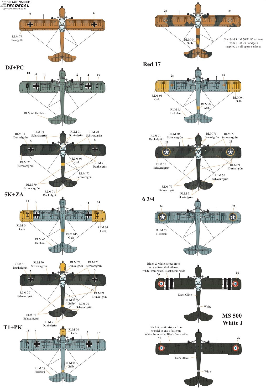 Xtradecal 48196 1:48 Fieseler Fi-156C-3 Storch & MS500