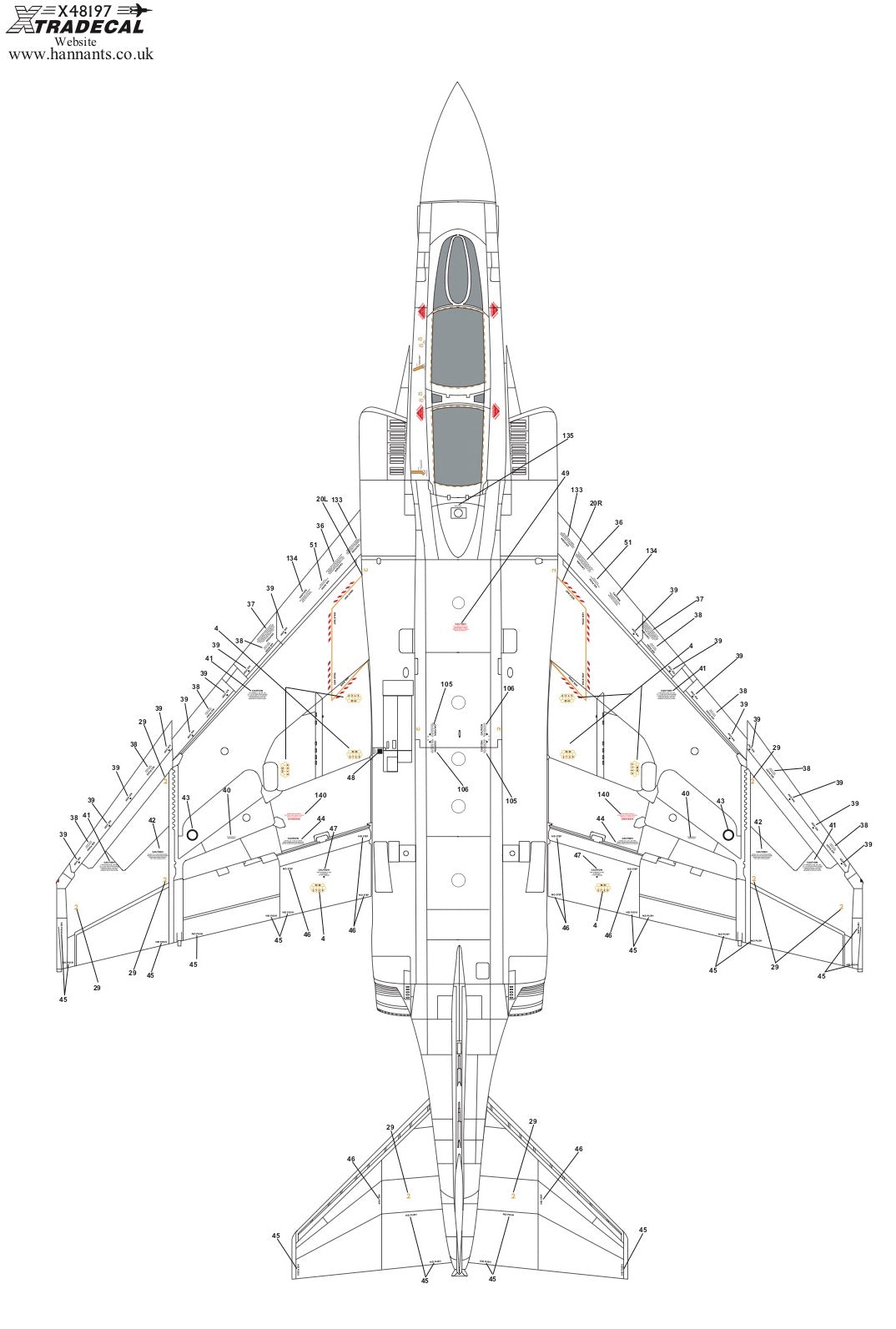 Xtradecal 48197 1:48 RAF McDonnell-Douglas Phantom FG.1/FGR.2 Stencils Part 1