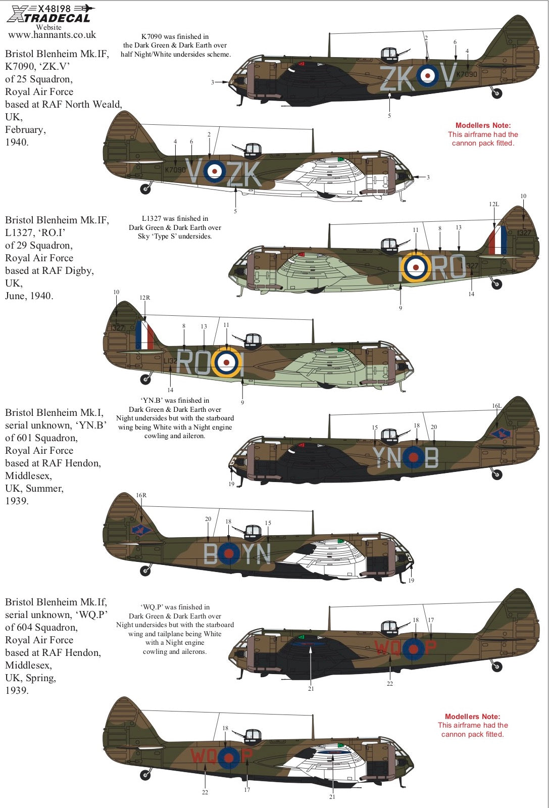 Xtradecal 48198 1:48 Bristol Blenheim Mk.I/Mk.If Part 2