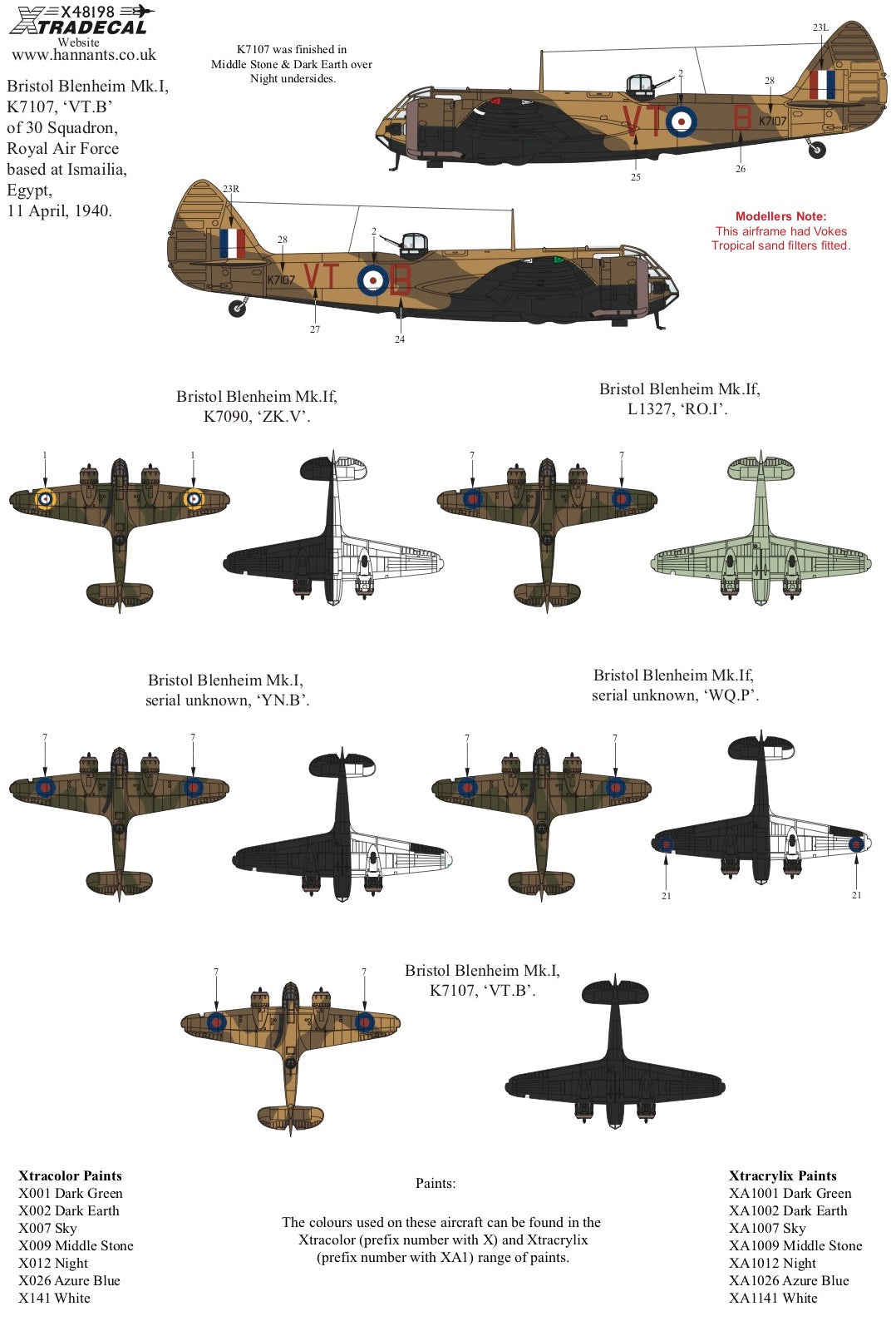 Xtradecal 48198 1:48 Bristol Blenheim Mk.I/Mk.If Part 2