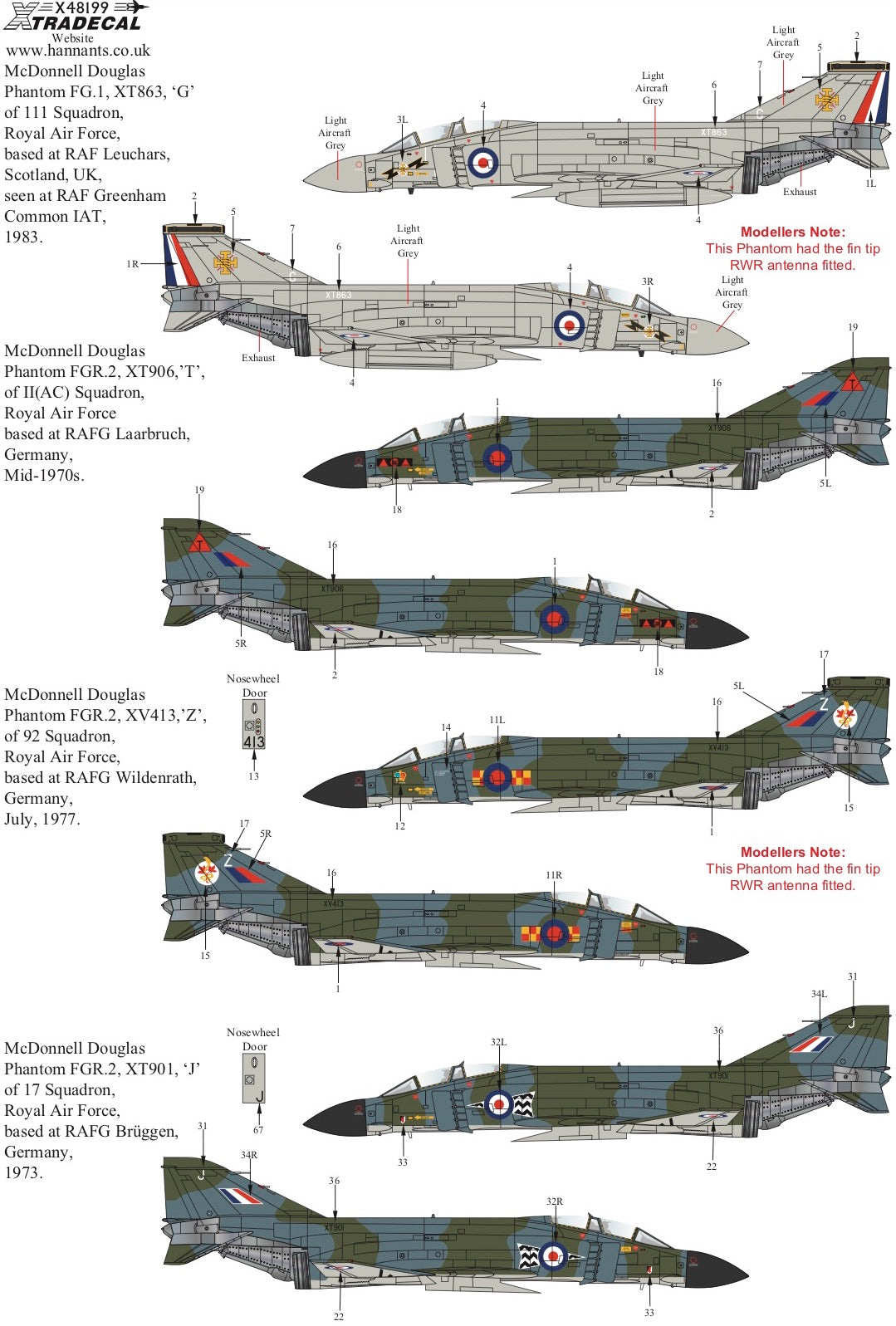 Xtradecal 48199 1:48 Royal Air Force Phantom FG.1 & FGR.2 Part 1